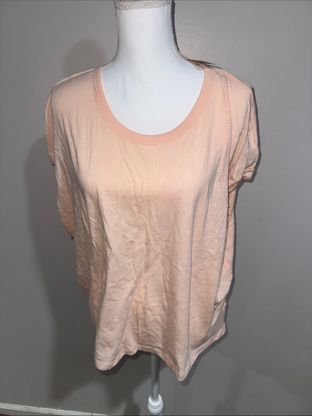Free People Short Sleeve Scoop Tee in Peach